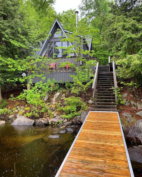 Cottage Dock, Dreamy Architecture, Lakehouse Cabin, Cabin Exteriors, Cabin Porches, Modern Cabin Decor, Tahoe Cabin, Cabin Retreat, Cabin Cottage