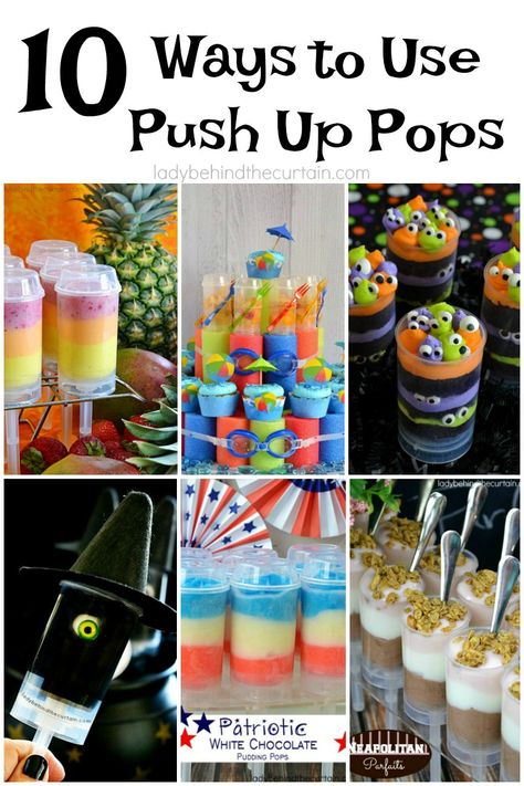 10 Ways to Use Push Up Pops Push Up Cake Pops Ideas, Cake Push Up Pops, Pool Noodle Cupcake, Ambulance Party, Push Pop Cake, Push Pop Desserts, Homemade Oatmeal Raisin Cookies, Pancake Dippers, Push Up Pops