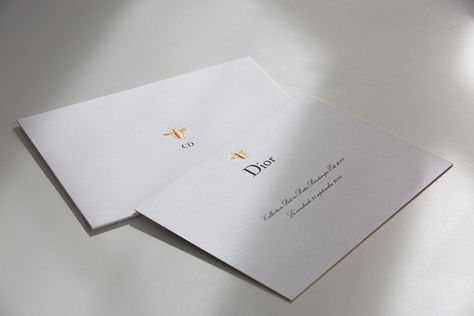 Watch the Christian Dior Show Live From Paris Here! Dior Invitation, Thermography Printing, Fashion Show Invitation, Stationery Obsession, Graphic Design Company, Dior Jewelry, Dior Fashion, New Year Card, Foil Stamping