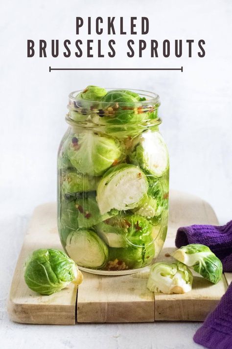 Pickled Brussels Sprouts recipe. Frog Balls, Pickled Brussels Sprouts Recipe, Pickled Brussel Sprouts, Easy Pickling Recipes, Pickled Asparagus, Pressure Canning Recipes, Pickled Okra, Sprouts Recipe, Easy Vegetables To Grow