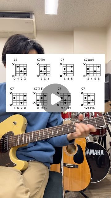 Hiroshi Fukutomi on Instagram: "C mixolydian scale over C7 chords, adjusting voicings for each note.  #guitar #ギター #chords #scale" Mixolydian Scale, Guitar Diy, Instagram C, May 22, Guitar, On Instagram, Instagram