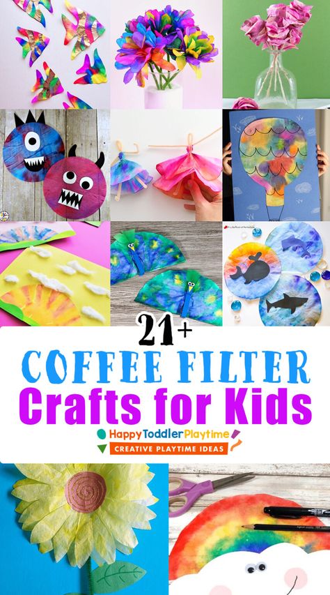 Craft With Coffee Filters, Coffee Filter Art Projects, Coffee Filter Crafts For Kids, Coffee Filter Projects, Coffee Filter Art, Fall Crafts For Toddlers, Fireworks Craft, Indoor Crafts, Coffee Filter Crafts