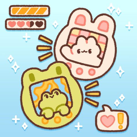 bunnygotchi x froggygotchi! ✨💖 may patre0n rewards are tamagotchi themed! join any time during the month of may to get these goodies! digital rewards will be uploaded later today and physical rewards will be sent out on the first of next month via snail mail. #patreonrewards #bunnygotchi #tamagotchi #tamagotchiart #iconpack #wallpaperpack #vinylsticker #artprint #cutearteveryday #bunnyart #bunnyartist #froggyart #pastelart #kawaiiart Tamagotchi Drawing, Tamagotchi Art, Kawaii Procreate, Cute Kawaii Art, Kawaii Prints, Abstract Wallpaper Design, Month Of May, Artist Alley, Cute Animal Drawings Kawaii