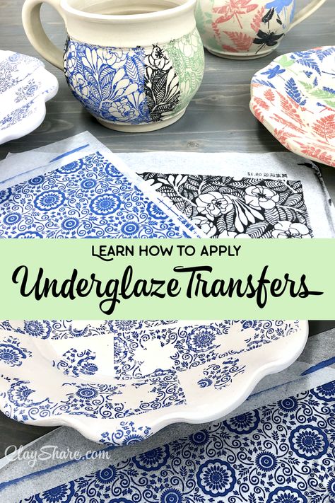 Pottery Decals Image Transfers, Ceramic Underglaze Transfers, Underglaze Transfer Pottery, Pottery Transfers, Pottery Decals, Underglaze Ideas, Pottery Underglaze, Clay Underglaze, Ceramic Transfers