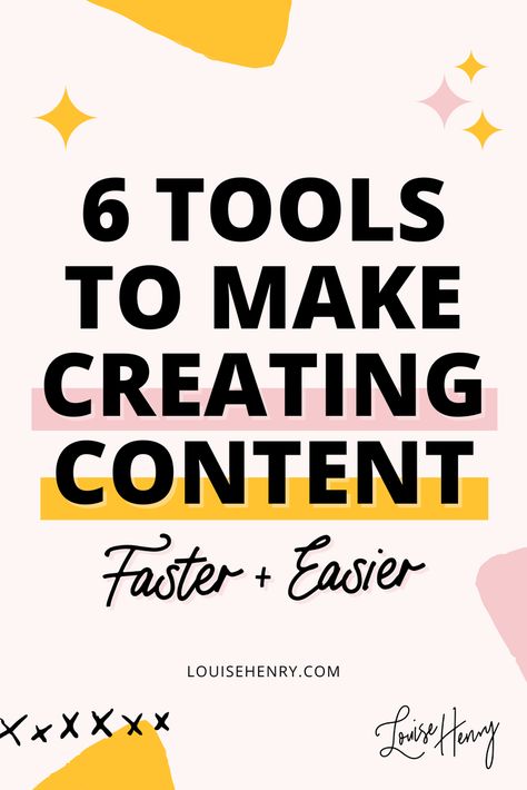 6 Tools that Make Content Creation Faster & Easier — Louise Henry — Tech Expert & Online Business Strategist Best Content Creation Tools, Tools For Content Creation, Girl Boss Inspiration, Content Marketing Tools, Content Creation Tools, Seo For Beginners, Creating Content, Pinterest Marketing Strategy, Media Content