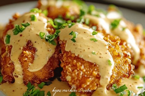 Crispy Chicken with Creamy Dijon Sauce and Bacon – Valentina Recipes Chicken With Creamy Dijon Sauce, Crispy Chicken With Creamy Dijon Sauce, Dijon Mustard Sauce For Chicken, Mustard Crusted Chicken, Chicken With Mustard Sauce, Mustard Sauce For Chicken, Creamy Dijon Sauce, Dijon Mustard Chicken, Creamy Honey Mustard Chicken