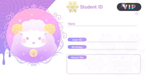 OBEY ME!  MC STUDENT ID TEMPLATE Cute Id Template, Obey Me Id, Obey Me Student Id Template, Student Id Template, Student Id Card Template Aesthetic, Id Template, Me Character, Character Sheet Template, Student Id