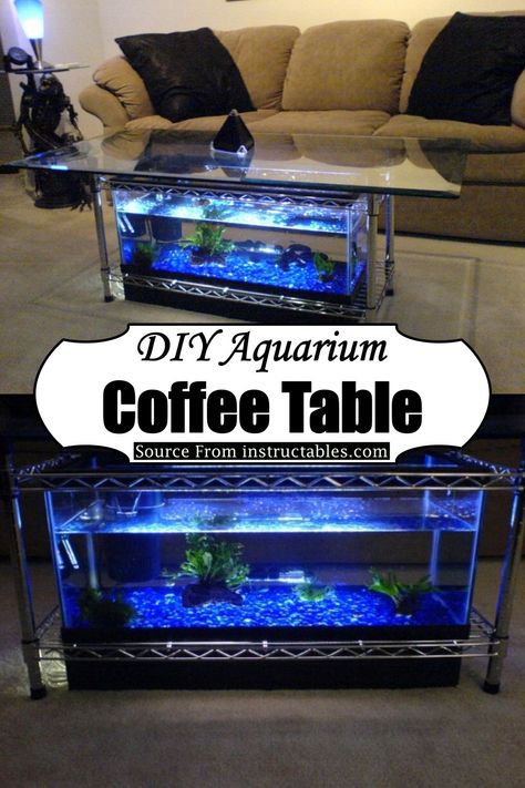 22 DIY Aquarium Projects That Are Full Of Creativity - DIYsCraftsy Diy Aquarium Ideas, Homemade Aquarium, Aquarium Coffee Table, Large Fish Tanks, Glass Fish Tanks, Wall Aquarium, Acrylic Aquarium, Diy Aquarium, Glass Aquarium