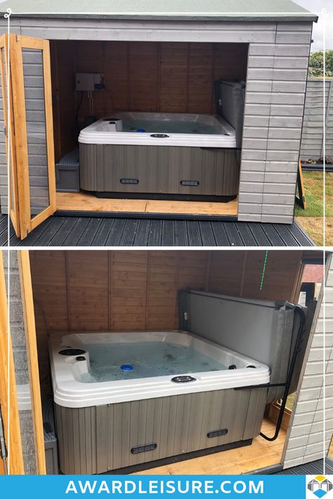 Enclosed Hot Tub Ideas Outdoor Rooms, Hot Tub House Ideas, Enclosed Hot Tub Room, She Shed With Jacuzzi, Screened In Patio With Hot Tub, Enclosed Hot Tub Ideas Backyard, Hot Tub Shed Ideas, Jacuzzi Shed, Hot Tub Shelter Ideas