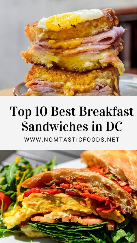 A guide to 10 of the best breakfast sandwiches in Washington DC! Click through to see our latest recommendations on the best eats in the district. #dcfood #washingtondc #dcfoodies #breakfastsandwiches Best Breakfast Washington Dc, Places To Eat In Dc, Best Places To Eat In Washington Dc, Restaurants In Washington Dc, Best Restaurants Washington Dc, Vegan Bagel, Sandwich Restaurant, Dc Food, Best Breakfast Sandwich