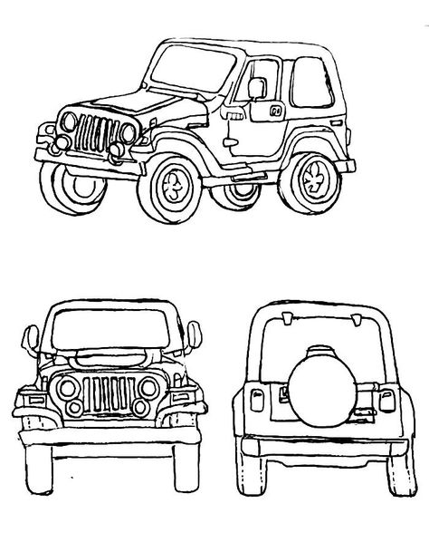 Jeep coloring pages Cartoon Jeep Drawing, Jeep Wrangler Drawing, Jeep Printable, Jeep Watercolor, Jeep Doodle, Jeep Sketch, Jeep Coloring Pages, Jeep Painting, Jeep Convertible