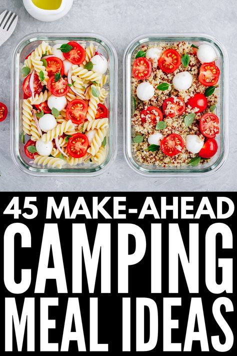 Cold Food For Camping, Camping Easy Food Ideas, Healthy Food For Camping, Camping Dinner Ideas Make Ahead, Camper Lunch Ideas, Rv Dinners Ideas, Camping Food Ideas For Large Group, Easy Prep Camping Meals, Prepped Camping Meals