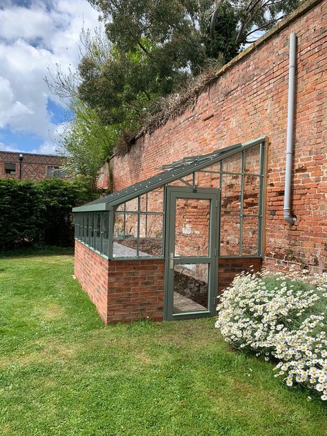 Built On Greenhouse, Potting Shed Lean To, Greenhouse Add On, Greenhouse Against House, Greenhouse Attached To Garage, Green House Lean To, Tall Greenhouse, Brick Greenhouse, Lean To Greenhouse Kits