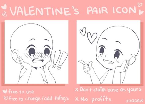 Icon Poses, Emotes Base, Emote Base, Bases Drawing, Icon Base, Chibi Bases, Valentines Day Art, Chibi Base, Valentine Drawing