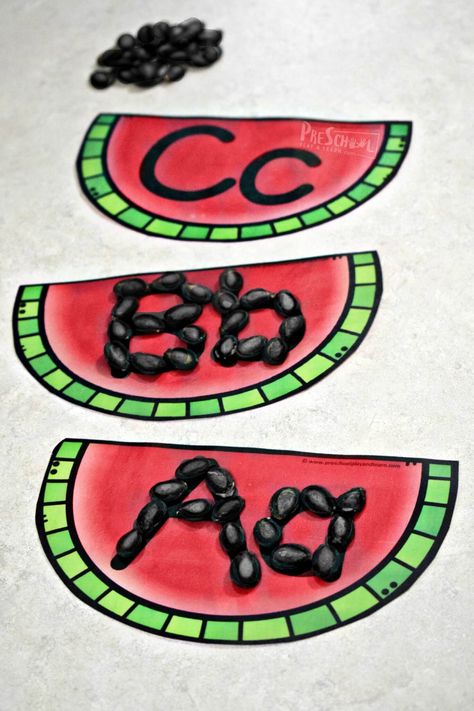 FREE Watermelon Alphabet Mat - super cute summer learning activity for preschool, prek, and kindergarten age kids Summer Activities For Preschoolers, Watermelon Alphabet, Watermelon Activities, Watermelon Printable, Games Kindergarten, Summer Preschool Activities, Letter Recognition Worksheets, Free Printable Alphabet, Alphabet Letter Crafts