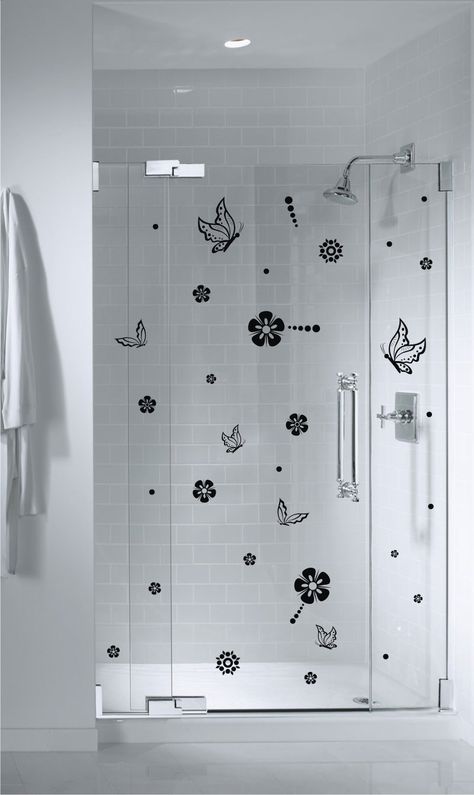 Shower Door Vinyl Decal #14 Beautify your shower door with this charming Shower door Vinyl Decal #14.  Choose the color and size you want to fashion the look of this sticker according to your tastes. Interior wall decor stickers come with a MATTE finish that is easier to remove from painted surfaces Exterior stickers for cars, bathrooms and refrigerators come with a stickier GLOSSY... Shower Decals, Bathroom Shower Doors, Door Vinyl, Wall Art Vinyl, Stickers For Cars, Interior Wall Decor, Decor Stickers, Door Decals, Sticker Designs