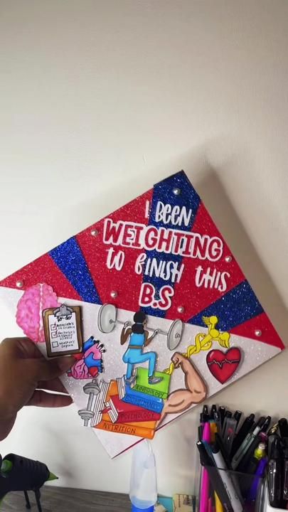 Exercise Science Grad topper 👩🏾‍🎓 #gradcap #gradcapdesign #fyp #gra... | TikTok Graduation Cap Designs Exercise Science, Pt Graduation Cap, Exercise Science Graduation Pictures, Exercise Science Graduation Cap, Science Graduation Cap, Winter Club Outfits, Nursing Inspiration, Winter Club, College Grad Cap Ideas