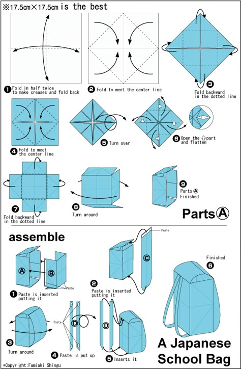 Randoseru - indestructible Japanese backpack Japanese Backpack, Japanese School Bag, Backpack Tutorial, Origami Bag, Leather Patterns, Folding Bag, Backpack Pattern, Diy Bags, Kraf Diy