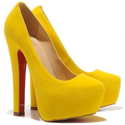 I really need a pair of yellow heels in my life Red Bottom Heels, Yellow Heels, Red Bottom, Red Bottoms, Platform Pumps, In My Life, My Life, Christian Louboutin, High Heels