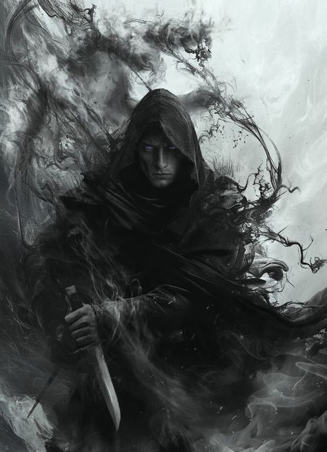 Hooded Man Art, Shadow Wielder, Dark Demon Art, Shadow Demon Art, Fantasy Villian, Shadow Sorcerer, Shadow Assassin, Shadow Character, Shadow Knight