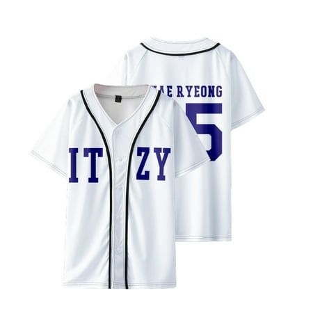 Introducing our Kpop ITZY None of My Business Merch Baseball Jersey V-Neck T-shirt! Show your love for the popular South Korean girl group, ITZY, with this fashionable and trendy hip hop shirt. This merch is perfect for any ITZY fan or Kpop enthusiast. Product Story: This baseball jersey v-neck t-shirt is designed with inspiration from ITZY's hit song "None of My Business". We have carefully incorporated elements from the song into the graphic design, highlighting the group's unique style. With this merch, you can feel connected to ITZY and showcase your support for their music wherever you go. Product Function Detailed Explanation: Our Kpop ITZY None of My Business Merch Baseball Jersey V-Neck T-shirt is made of high-quality materials that ensure comfort and durability. The v-neck design Kpop Jersey, Itzy None Of My Business, Business Merch, South Korean Girl, Hip Hop Shirts, Jersey Outfit, Hit Songs, Baseball Jersey, My Business