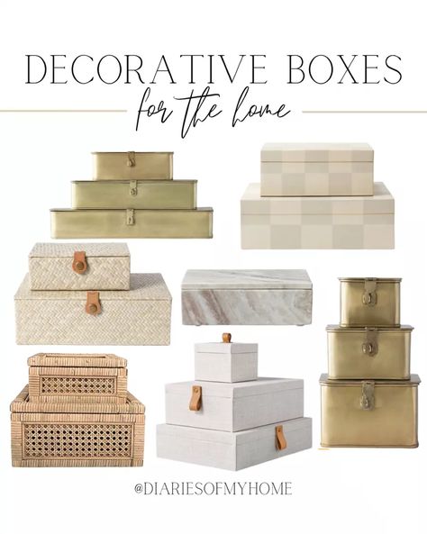 Stackable Boxes Decor, Decorative Storage Boxes With Lids, Diy Decorative Boxes With Lid, Designer Boxes Decor, Decor Box Ideas, Decorative Cardboard Boxes, Bathroom 2023, Top Of Dresser, Fancy Decor