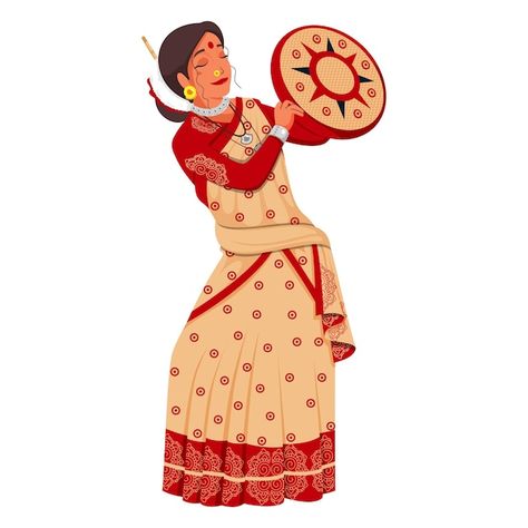 Cultural Dance Art, Traditional Dances Of India, Assam Traditional Dress, Assam Culture Art, Assam Culture, Bihu Dance, Dance Classical, Cute Cartoon Faces, Dancing Clipart