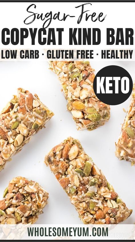 Sugar Free Granola Bars, Homemade Kind Bars, Low Carb Granola Bars, Sugar Free Granola, Granola Bars Recipe, Kind Bar, Low Carb Granola, Keto Granola, Desserts Keto