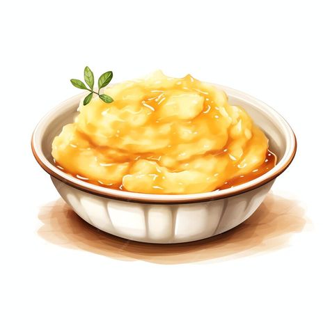 Premium AI Image | beautiful Mashed potatoes with gravy watercolor clipart illustration Mashed Potatoes With Gravy, Potato Drawing, Mash Potatoes, Mash Recipe, Toddler Lunches, Cute Food Art, Lunch Menu, Food Drawing, Food Illustrations