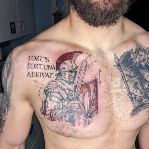 Audentes Fortuna Iuvat Tattoo, Fortune Favors The Brave Tattoo, Fortes Fortuna Adiuvat Tattoo, Roman Soldier Tattoo, Fortis Fortuna Adiuvat Tattoo, Fortes Fortuna Adiuvat, Fortis Fortuna Adiuvat, Fortune Favors The Brave, Soldier Tattoo