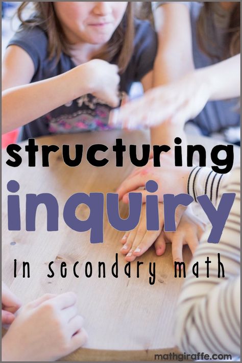 I am completely passionate about using guided inquiry in math classes!  However, I know that it takes time to re-work the typical lessons that you have been using into a more discovery-friendly format.  I've gotten questions about how to actually set up an inquiry lesson.  Up in middle school and high school, incorporating inquiry-based learning can be pretty challenging as far as lesson planning.  Click to read how I like to structure inquiry in secondary math! Inquiry Based Learning Activities, Math Doodles, Brain Based Learning, Geometry High School, Teaching Algebra, Math 8, Daily Five, Secondary Classroom, Math Education