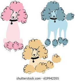 Poodle Drawing, Poodle Dogs, Cartoon Doodle, Dog Icon, 강아지 그림, Pink Poodle, Dog Vector, Purebred Dogs, Dog Logo