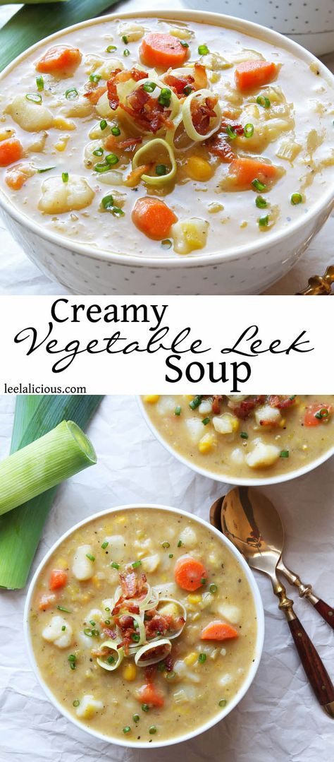 Creamy Vegetable Leek Soup Leek Vegetable, Creamy Vegetable Soup, Leek Recipes, Potatoes And Carrots, Turkey Soup, Leek Soup, Vegetable Soup Recipes, Vegetable Soup, Delicious Soup