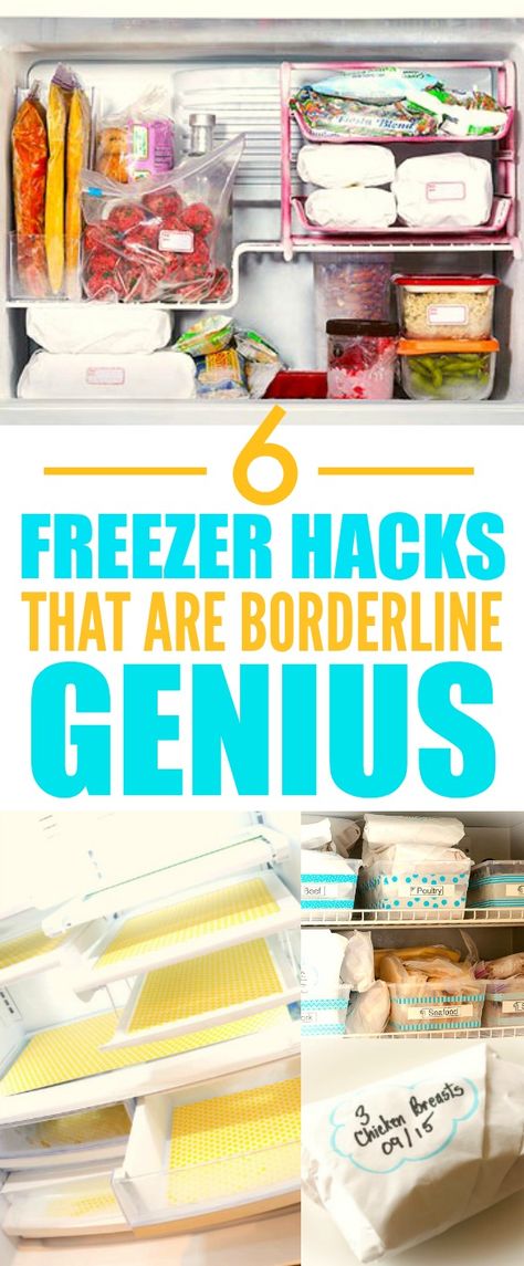 These 6 Organization Freezer Hacks are THE BEST! I'm so happy I found these AMAZING tips! Now my freezer will finally be clutter free! Definitely pinning for later! Fridge Organization Hacks, Freezer Hacks, Best Hacks, Freezer Organization, Organizing Hacks, Refrigerator Organization, Clutter Organization, Fridge Organization, Freezer Cooking