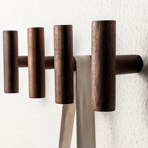 Amazon.com: HiBoro Wooden 4Pack Coat Hook Wall Mounted, Natural Real Walnut Single Coat Wood Coat Pegs Wall Mounted Vintage Single Organizer Hanger Wood Coat Hanger for Hanging Hat, Towel, Bag, Rope : Home & Kitchen Modern Coat Hooks, Wood Coat Hanger, Coat Hook Wall, Peg Wall, Wooden Coat Hooks, Coat Hooks Wall Mounted, Wood Hooks, Coat Pegs, Coat Hooks On Wall