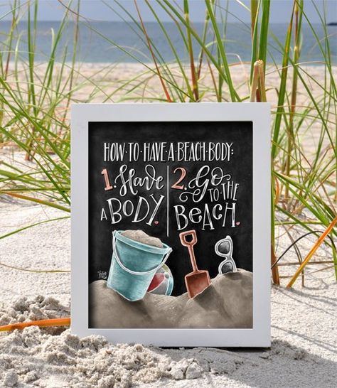 Chalkboard Beach Art Prints for the Home. Coastal Chalk Art featured on Completely Coastal. Beach Chalkboard Art, Chalk Art Summer, Blackboard Ideas, Strand Decor, Mums Wedding, Beach Art Prints, I Need Vitamin Sea, Chalkboard Decor, Chalkboard Print