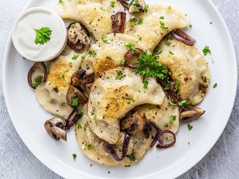 Vegan Perogies, Gluten Free Pierogi Recipe, Gluten Free Pierogies, Gluten Free Perogies, Perogies Recipe, Veg Meals, Gf Dinner, Gluten Free Dough, Pierogi Recipe