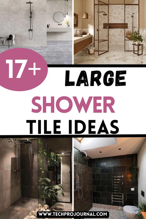 For a bold statement, consider these large shower tile ideas that can make a small bathroom feel more spacious. These large shower tile ideas are both stylish and practical, transforming your shower into a beautiful, functional feature. Bathroom Marble Look Tiles, Large Tile Small Shower Ideas, Walk In Shower With Large Tiles, Walkin Shower Tile Ideas Wall, Beautiful Shower Tile, Light Gray Shower Tile Ideas, Bathroom With Big Tiles, Marble Look Porcelain Tile Bathroom Shower Walls, 24x48 Tile Bathroom Shower Walls