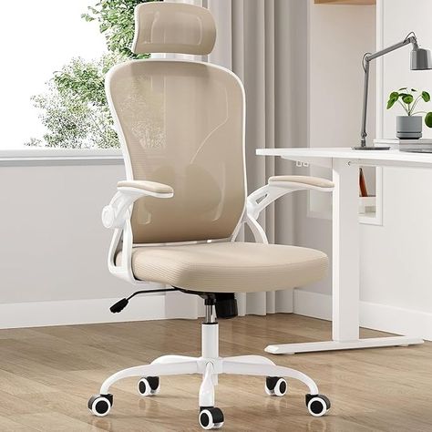 Amazon.com: Farini Ergonomic Office Chair, Home Office Desk Chair with Headrest, High Back Computer Chair with Flip-up Armrests and Adjustable Lumbar Support for Home Office Study Room Bedroom, Khaki. : Home & Kitchen Comfy Office Chair, Office Study Room, Home Office Desk Chair, Comfortable Home Office, Ergonomic Desk Chair, Study Chair, Comfortable Office Chair, Home Office Study, Computer Desk Chair