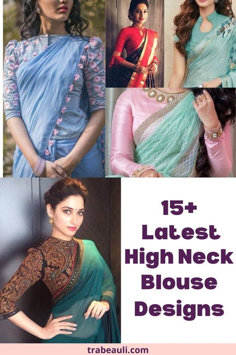 Latest high neck blouse designs for your beautiful looks. Blouse Designs Front And Back, High Neck Blouse Designs, Cotton Blouse Pattern, Neck Blouse Designs, Latest Blouse Neck Designs, Blouse Designs High Neck, Boat Neck Blouse Design, Cotton Saree Blouse Designs, Cotton Blouse Design