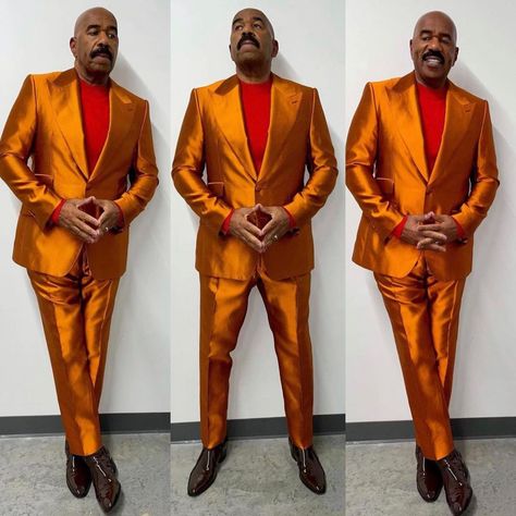 Modern Fashionist on Instagram: “HIT OR MISS || Comment Below ⬇️ Curated By: @souniquelyfashionable Inspirations: @iamsteveharveytv…” Wedding Tuxedo, Orange Blazer, Suits Wedding, Slim Fit Jackets, Tuxedo Wedding, Wedding Suits Men, Men's Suits, Mens Suits, Men's Blazer