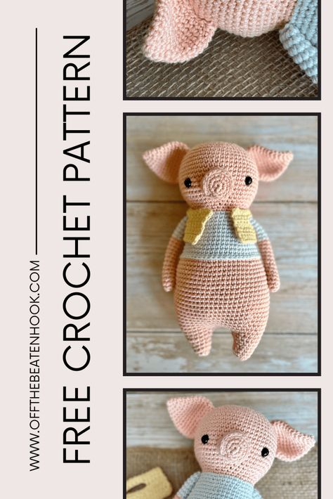 Pig Crochet Pattern, Pig Crochet, Crochet Toys Free Patterns, Crochet Pig, Easy Crochet Projects, Crochet Quilt, This Little Piggy, Crochet Purse Patterns, Fun Crochet Projects