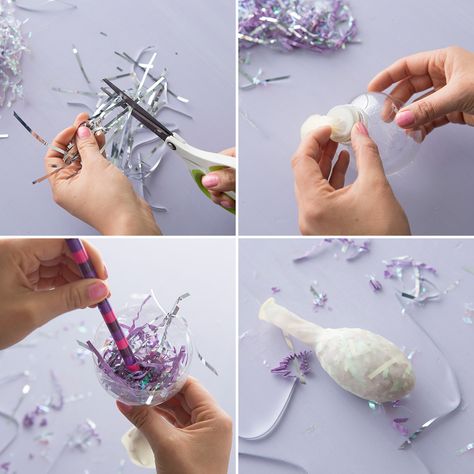 Try this confetti balloon hack for your NYE bash. Balloon Hacks, Rose Quartz Serenity, Glitter Balloons, Diy Glitter, Nye Party, Glitter Diy, Confetti Balloons, Party Entertainment, Eve Parties