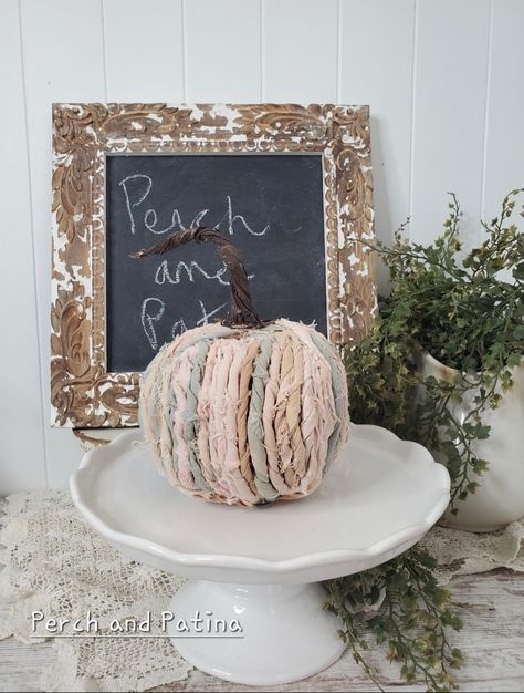 Shabby Chic Fall Decor Diy, Rag Pumpkins, Rag Strip Pumpkin, Rag Pumpkin Diy, Shabby Chic Fall Decor, Shabby Chic Fall, Wood Pumpkins, Pumpkin Fall Decor, Diy Pumpkin