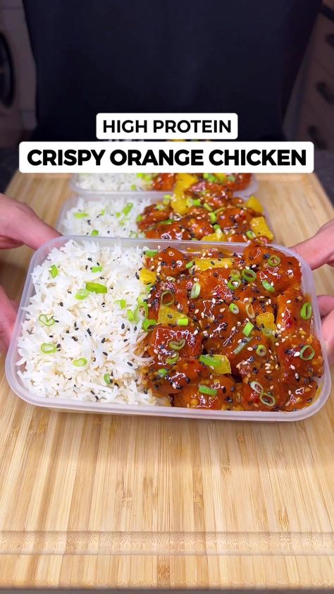 Orange Chicken Meal Prep, Crispy Orange Chicken, Raw Chicken Breast, High Protein Meal Prep, Healthy High Protein Meals, Resep Diet, Easy Healthy Meal Prep, Raw Chicken, Chicken Meal Prep