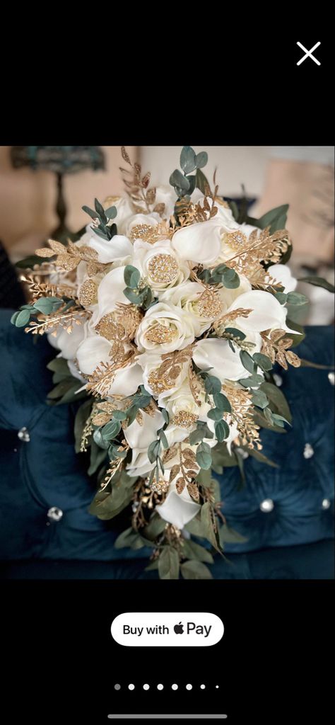 Brown Green Wedding Theme, Sage Green And Brown Wedding, Green And Gold Bouquet, Cream Wedding Theme, Gold Bouquet, Green Wedding Bouquet, Wedding Branches, Bronze Wedding, Green Themed Wedding