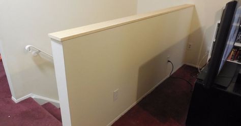 A couple of years ago I found a very good deal on a condo - no more renting apartments!  The unit was in very good shape already (aside from minor repairs like… White Banister, Top Of Staircase, Decoupage Dresser, Top Of The Stairs, Half Walls, Staircase Wall, Staircase Remodel, Staircase Makeover, Floor Molding