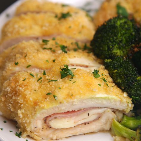 Ham & Cheese Chicken Rollups Recipe by Tasty Ham And Cheese Roll Ups, Chicken Roll Ups, Chicken Ham, Cheddar Chicken, Tasty Chicken, Cheese Chicken, Dinners To Make, Chicken Rolls, Ham Cheese