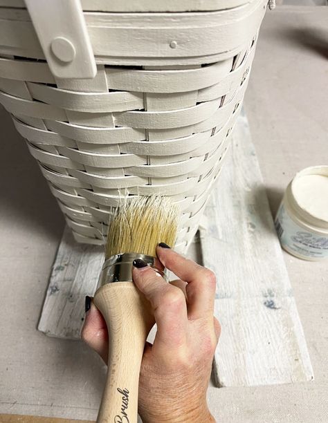 Paint Longaberger Baskets, Painting Longaberger Baskets Ideas, Repurpose Longaberger Baskets, Repurpose Baskets Ideas, How To Paint Baskets, Painting Longaberger Baskets, Painted Longaberger Baskets, Longaberger Baskets Repurposing, Painted Baskets Ideas