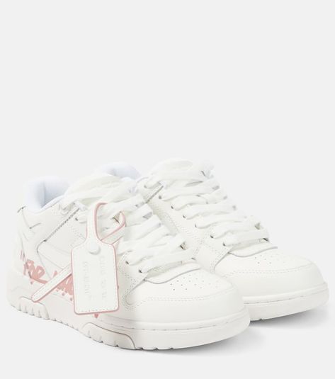 Find Off-white Out Of Office Leather Sneakers on Editorialist. Upper: leather. Lining: fabric. Sole: fabric insole, rubber sole. Toe shape: round toe. Made in China. Includes: extra laces, dust bags, shoe box. Designer color name: White Pink. Closure: lace-up. Bold Gold Jewelry, Off White Out Of Office, Spring Knitwear, Spring Sunglasses, Minimal Shoes, High Sandals, Pearl Bridal Jewelry, Bridal Bag, Out Of Office